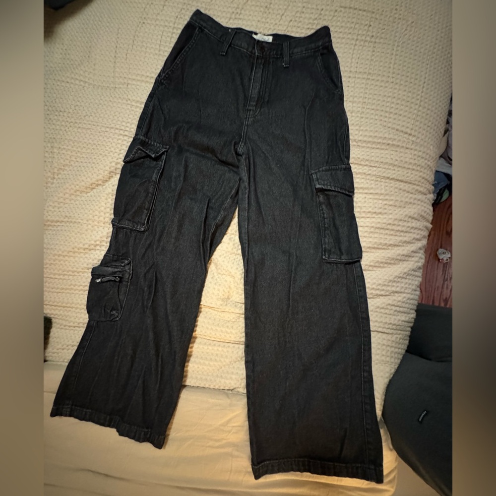 Dark Wash Cargo Wide Leg Jeans